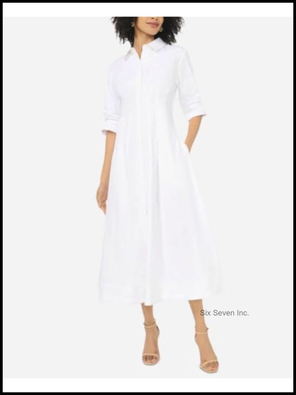 Vince Camuto Pleated Shift Dress Sleeveless 3/4 Sleeve Rayon